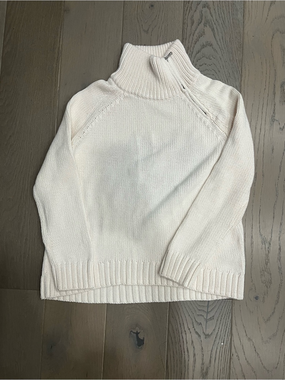 Lisa Todd Cream Zip-Shoulder Turtleneck Sweater